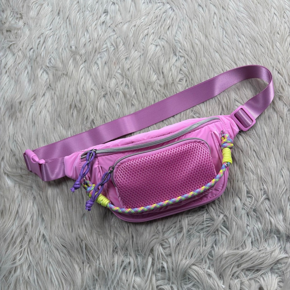 Claire's Pink Utility Corded Belt Bag Fanny Pack Barbie Kidcore Dopamine Whimsy
